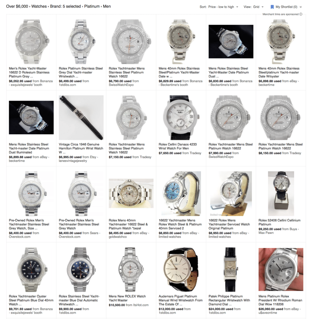 Various platinum watches