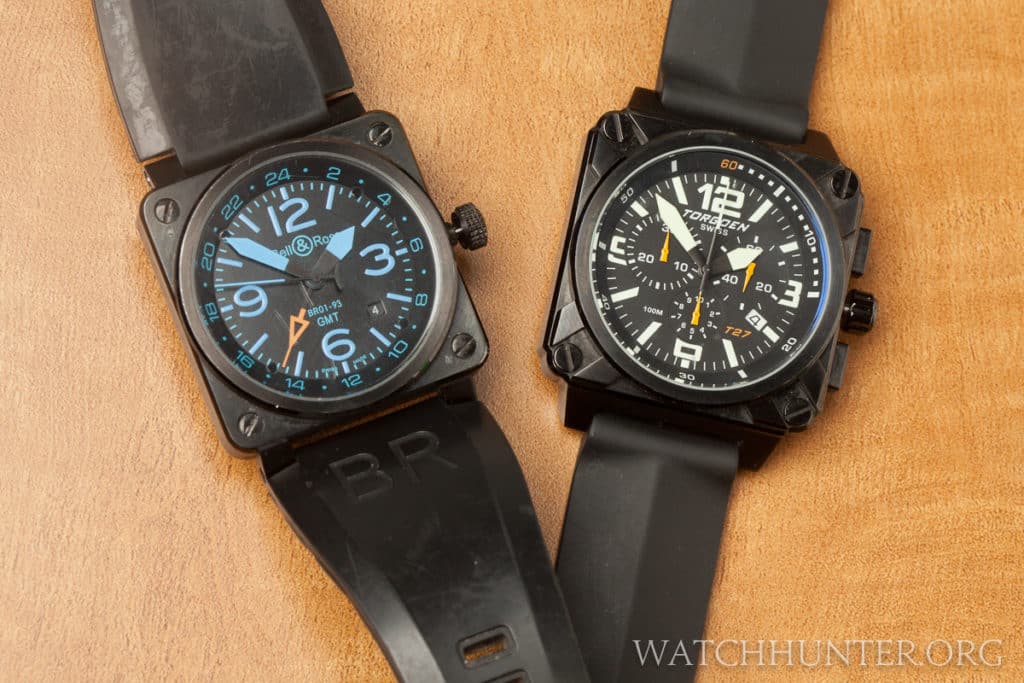 A Bell & Ross BR-03 GMT replica and the Torgoen T2101 Chronograph