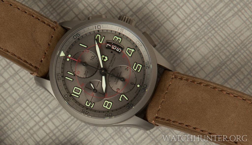 The Victorinox Swiss Army Titanium Airboss is a looker. Mine has a freckle in the date wheel near the 6.