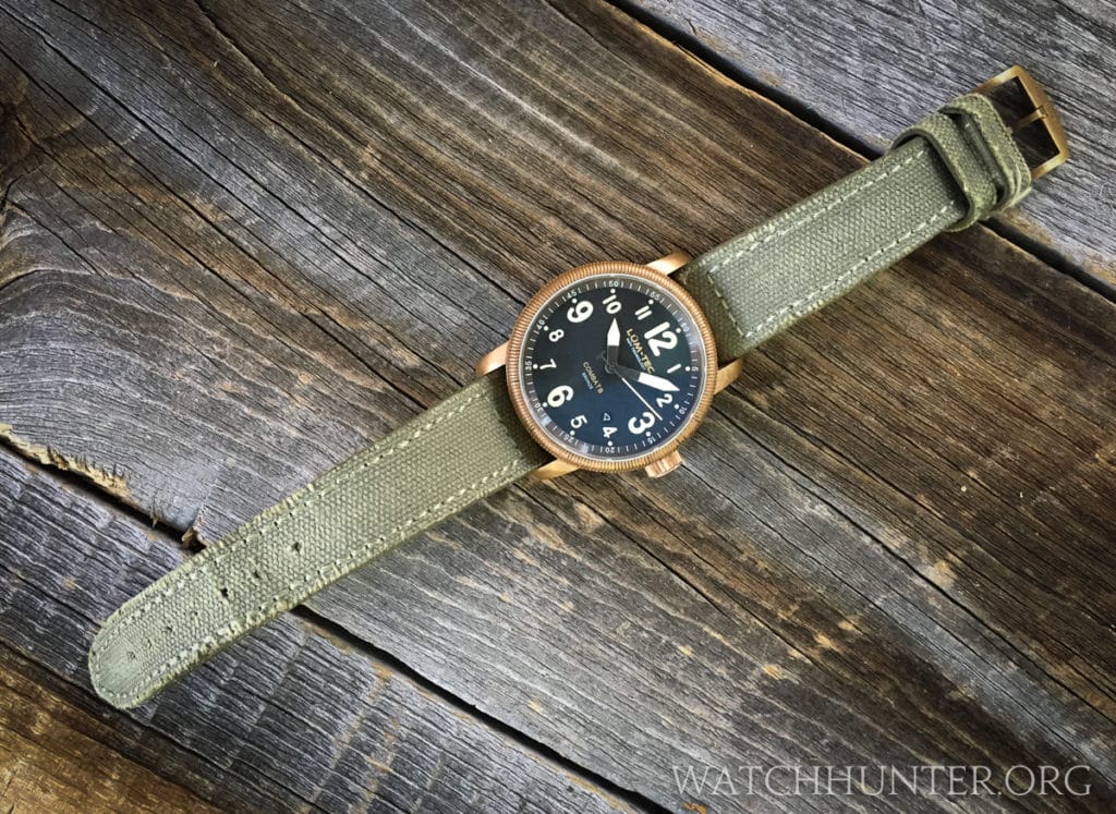 A Lum-Tec Combat B18 Bronze on a Steinhart canvas watch band from a bronze Ocean One is a great combo.