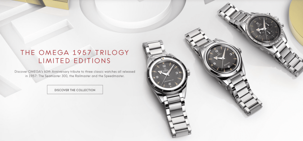 2017 Omega watch re-issues look like the 1957 originals. Photo: www.OmegaWatches.com