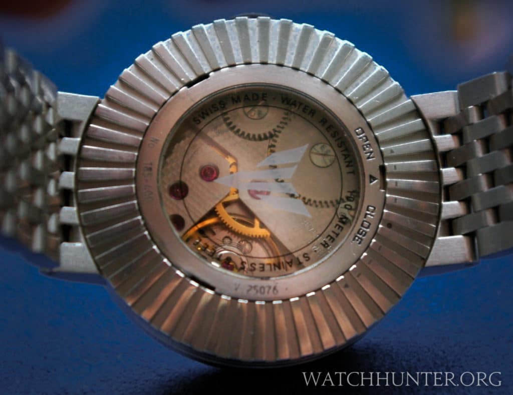 The Unitas 6498 movement can be seen through the display window. Photo: cytochrom