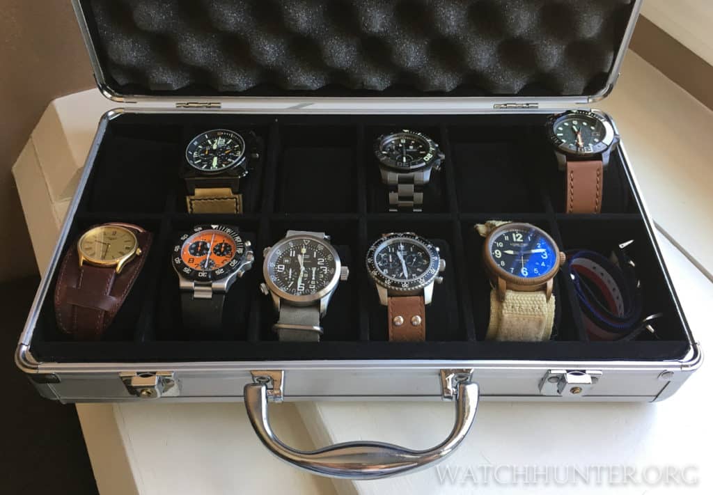 The TechSwiss case holds 12 watches at a time.
