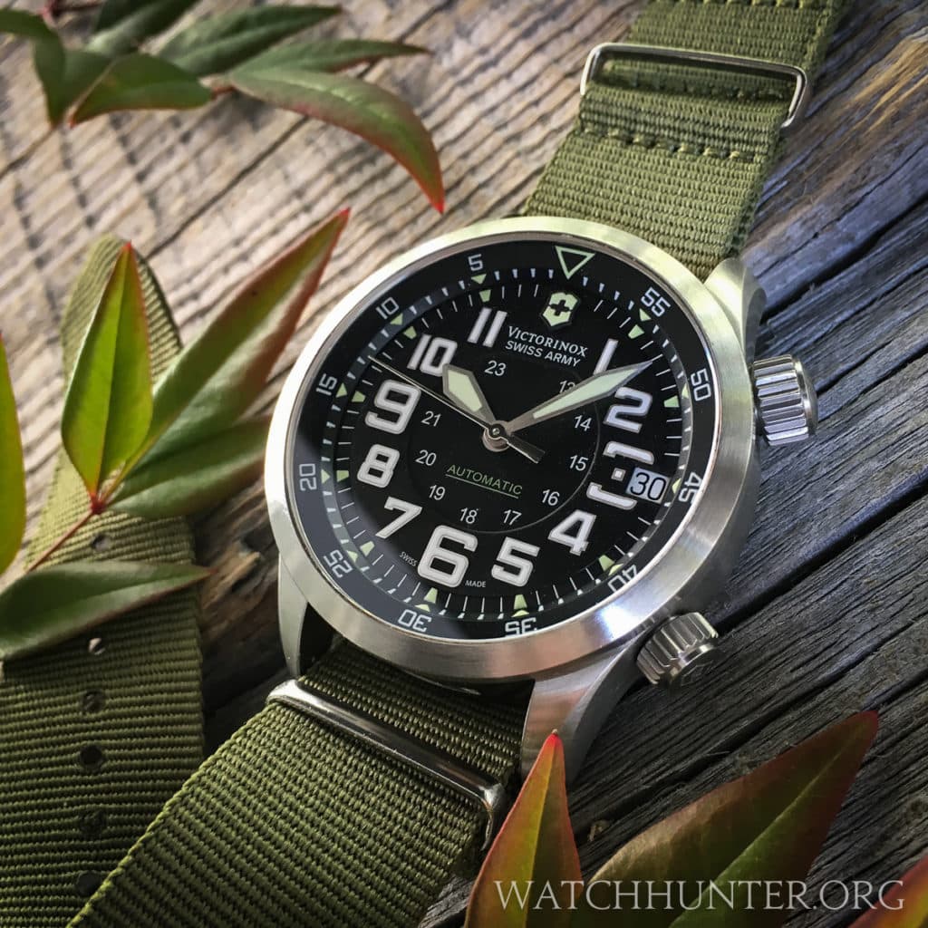 Victorinox Swiss Army Airboss Mach 7 on an olive drab NATO strap